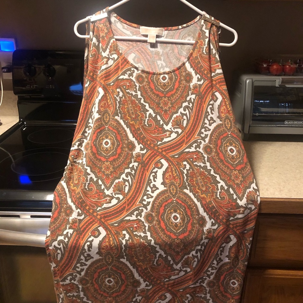 Michael Kors Paisley Patterned Cold Shoulder Top Size XL